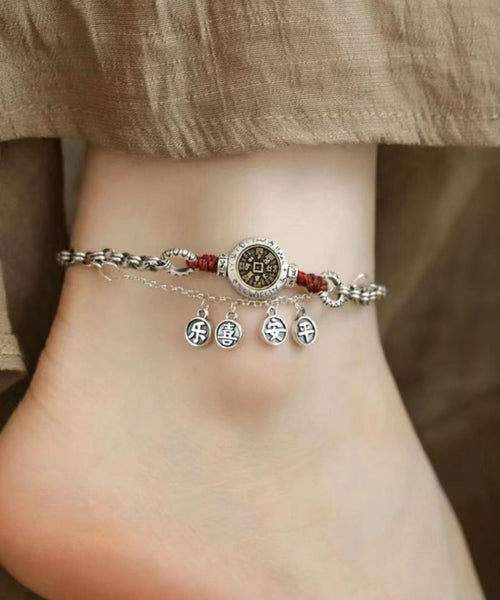 Silver Vintage Bracelet Tassel Sterling Ankle Silk FashionChic