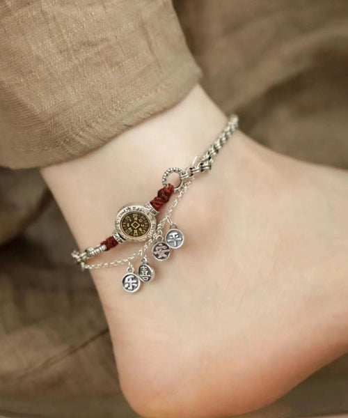 Silver Vintage Bracelet Tassel Sterling Ankle Silk FashionChic