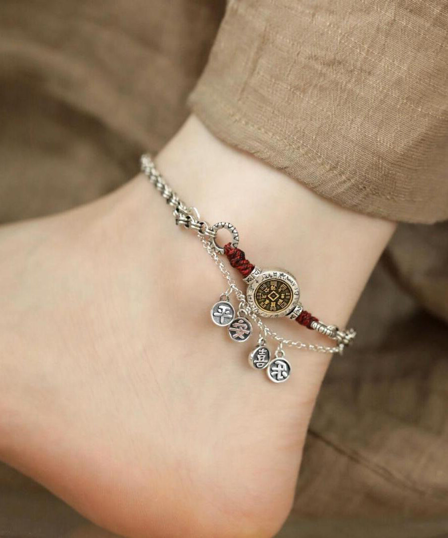 Vintage Silk Sterling Silver Tassel Anklets QJ023 JEW-Ank241021