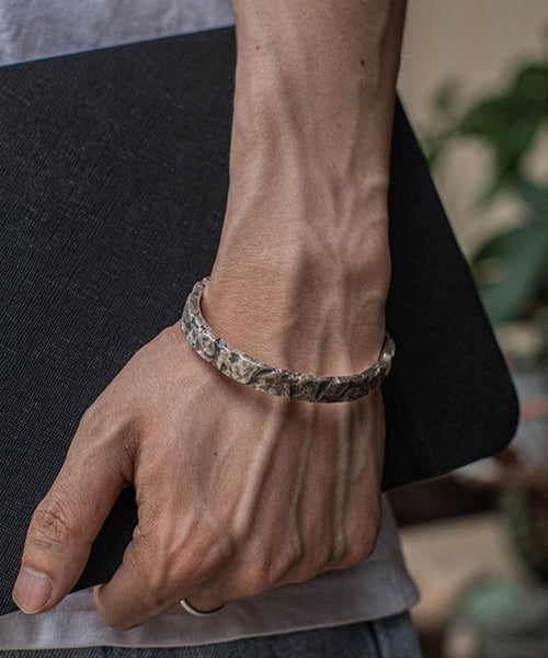 Sterling A Massive Vintage Cuff Rock Men Silver FashionChic