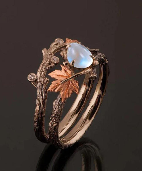 Twig Maple Women's Fashion Antique Vintage Rings Leaf Gold FashionChic