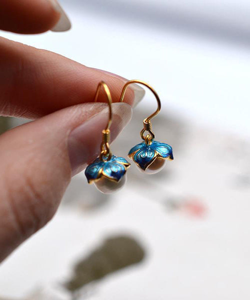 Vintage Cloisonne Sterling Overgild Pearl Enamel Silver Yellow FashionChic