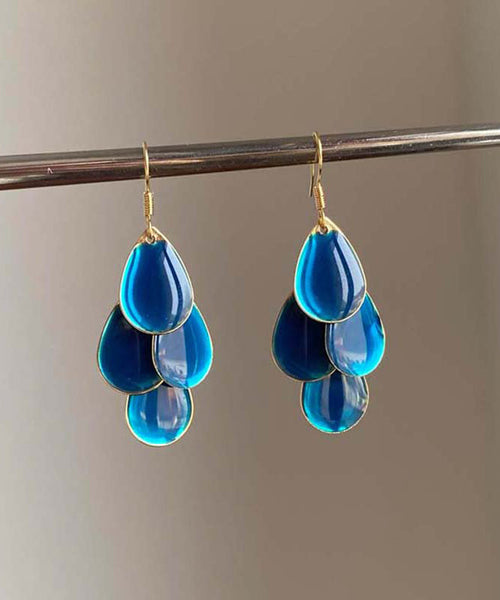 Blue Drop Drip Glazed Overgild Vogue Tassel Copper Water FashionChic