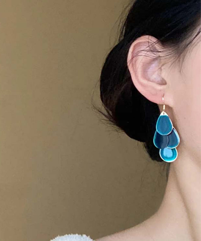 Blue Drop Drip Glazed Overgild Vogue Tassel Copper Water FashionChic