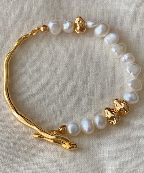 Copper Colorblock Vogue Alloy Pearl Gold Bracelet FashionChic