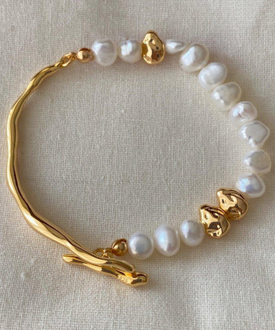 Copper Colorblock Vogue Alloy Pearl Gold Bracelet FashionChic