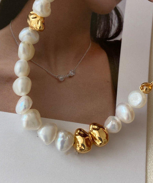 Copper Colorblock Vogue Alloy Pearl Gold Bracelet FashionChic