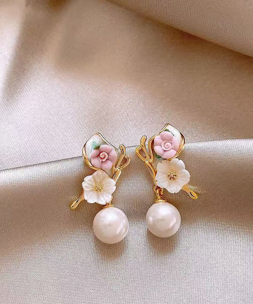 Pearl Gold Stud Alloy Butterfly Copper Earrings Vogue FashionChic