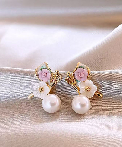 Pearl Gold Stud Alloy Butterfly Copper Earrings Vogue FashionChic