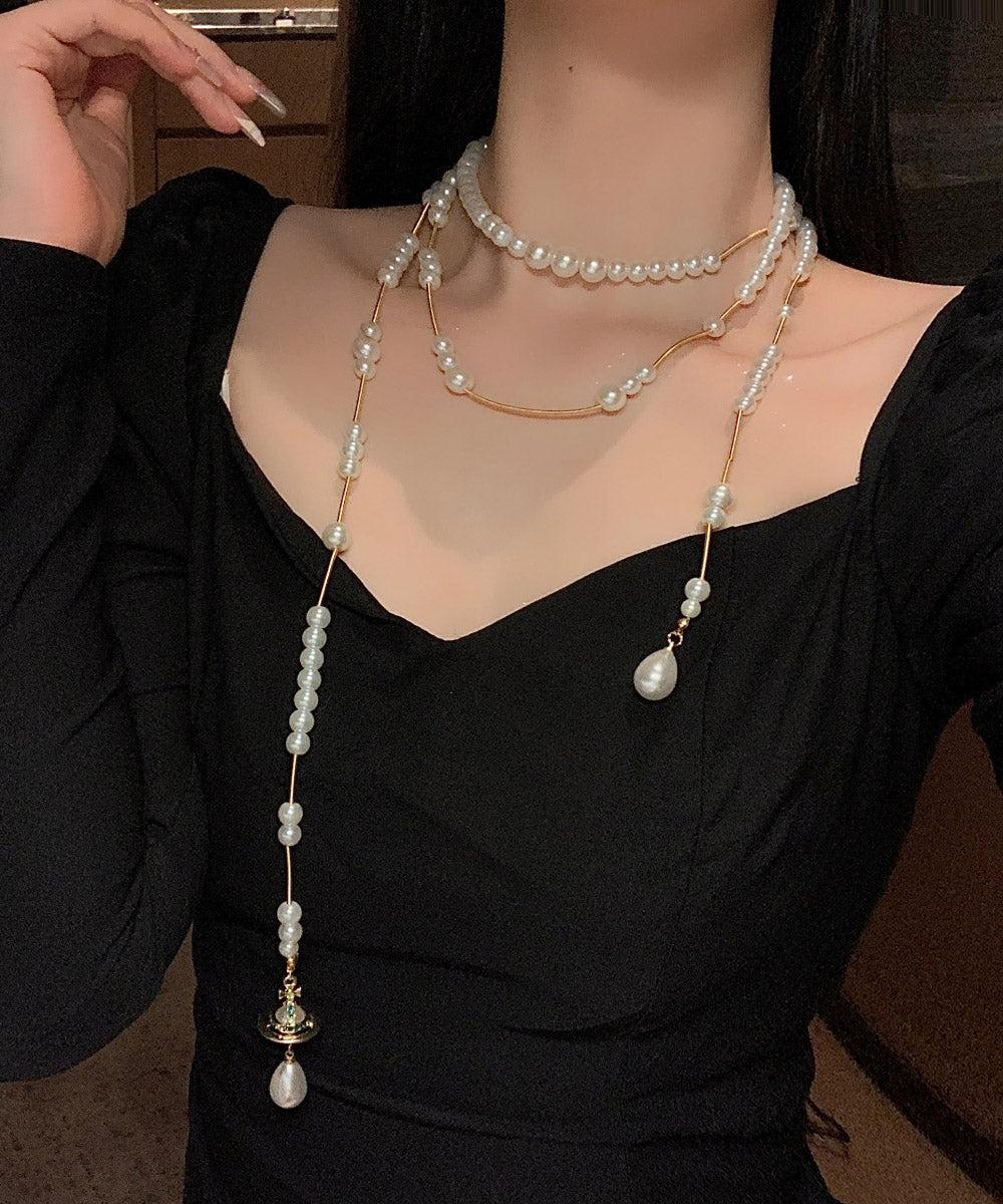 Vogue Gold Copper Alloy Pearl Double Layer Pendant Necklace YA032 ABC