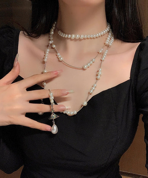 Vogue Gold Copper Alloy Pearl Double Layer Pendant Necklace YA032 ABC