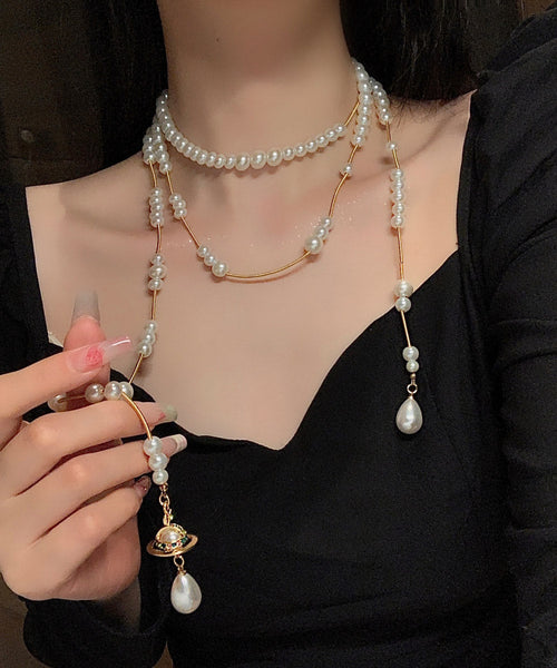 Vogue Gold Copper Alloy Pearl Double Layer Pendant Necklace YA032 ABC