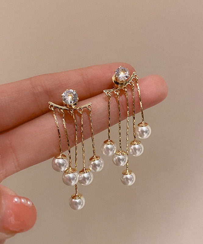Drop Gold Alloy Vogue Tassel Copper Earrings Pearl FashionChic