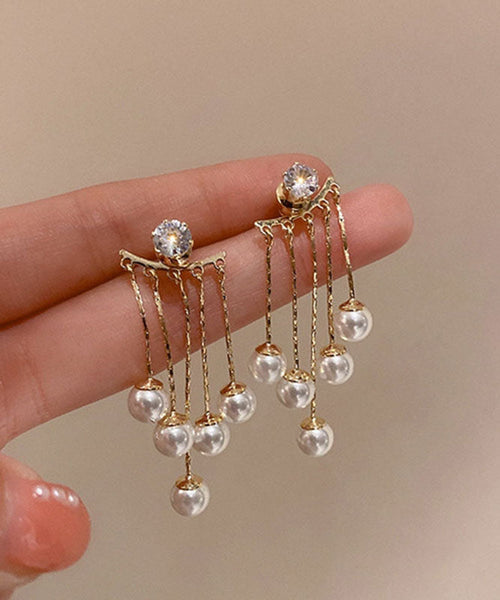 Drop Gold Alloy Vogue Tassel Copper Earrings Pearl FashionChic