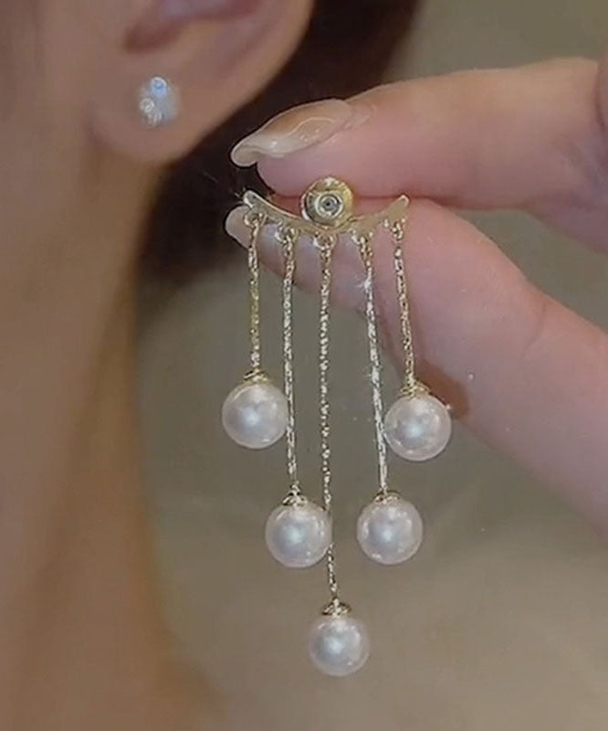 Drop Gold Alloy Vogue Tassel Copper Earrings Pearl FashionChic