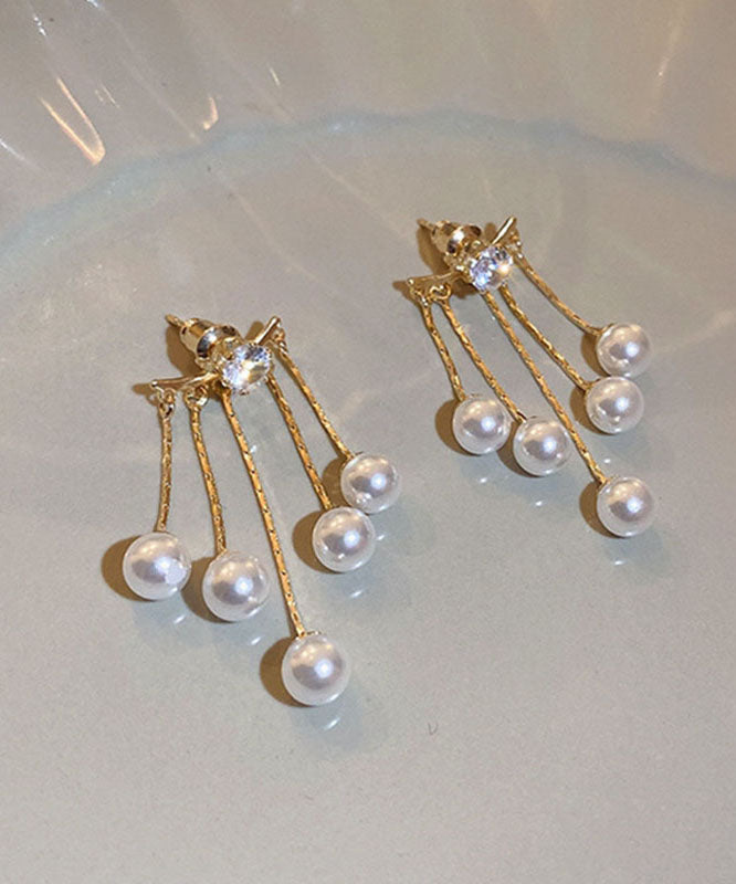 Drop Gold Alloy Vogue Tassel Copper Earrings Pearl FashionChic