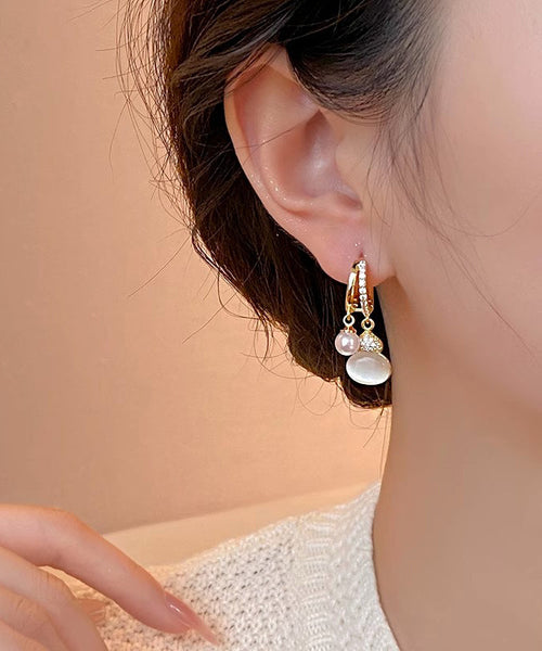 Stone Zircon Vogue Cat Drop Gourd Eye Gold Pearl Copper Alloy FashionChic