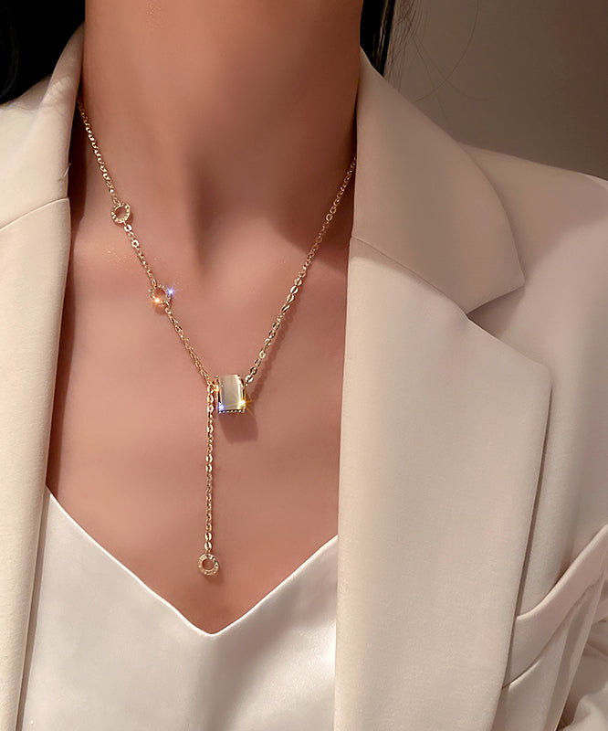 Eye Vogue Necklace Pendant Alloy Copper Stone Zircon Gold Cat's FashionChic