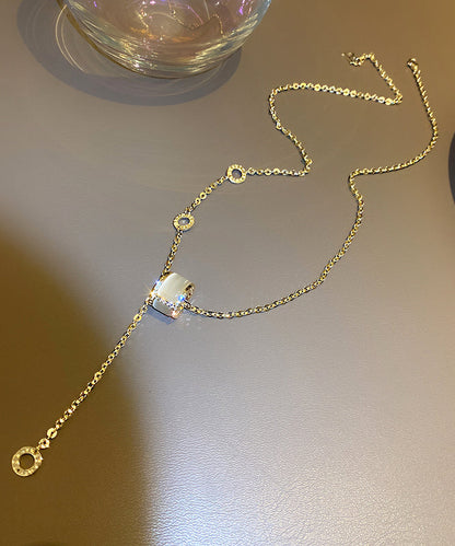 Eye Vogue Necklace Pendant Alloy Copper Stone Zircon Gold Cat's FashionChic