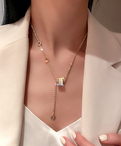 Eye Vogue Necklace Pendant Alloy Copper Stone Zircon Gold Cat's FashionChic