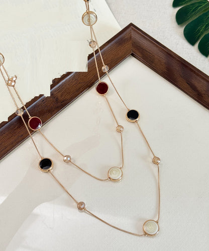 Drip Vogue Double-Layer Necklace Copper Beading Gold Glazed FashionChic