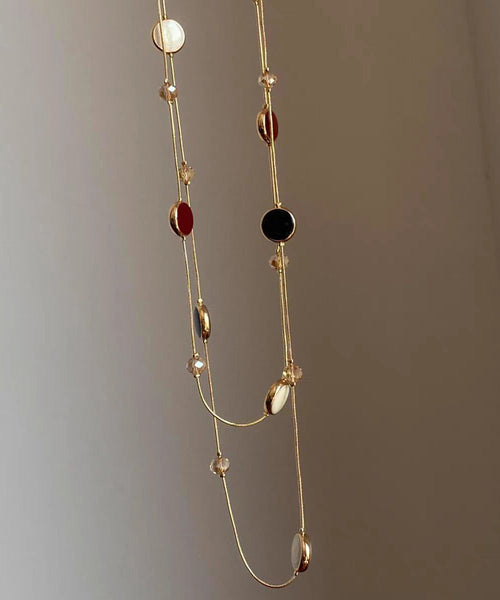 Drip Vogue Double-Layer Necklace Copper Beading Gold Glazed FashionChic