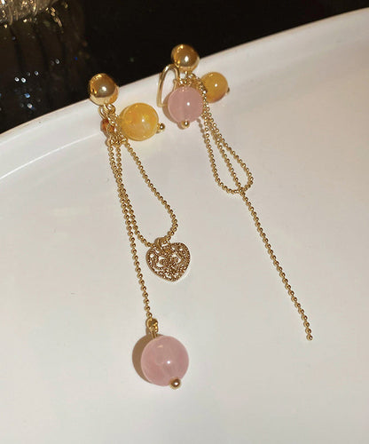 Copper Vogue Gold Tassel Earrings Crystal Resin Drop Love FashionChic