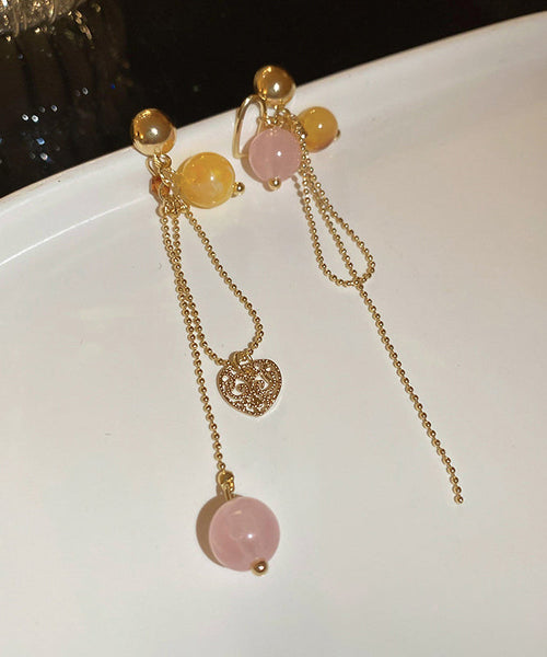 Copper Vogue Gold Tassel Earrings Crystal Resin Drop Love FashionChic