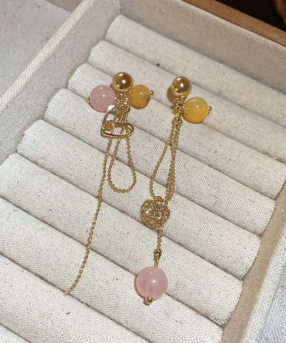 Copper Vogue Gold Tassel Earrings Crystal Resin Drop Love FashionChic