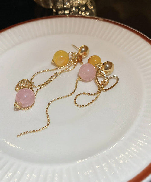 Copper Vogue Gold Tassel Earrings Crystal Resin Drop Love FashionChic