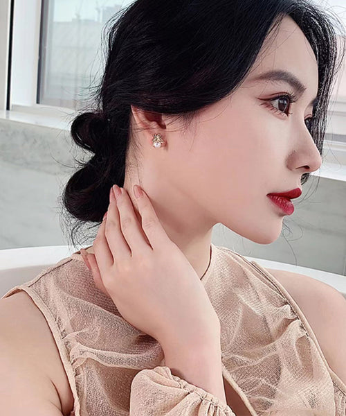 Vogue Gold Copper Overgild Bee Pearl Stud Earrings YD033 ABC