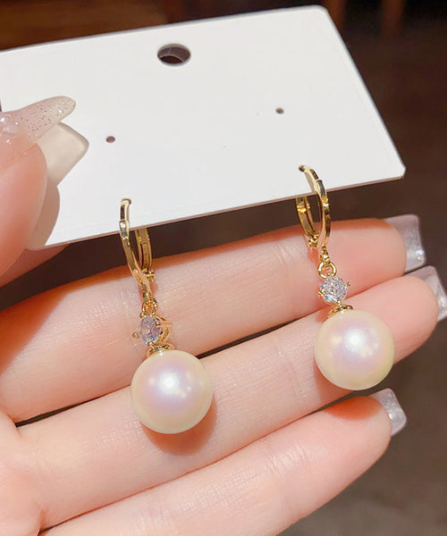 Vogue Gold Copper Overgild Zircon Pearl Drop Earrings KX1037 Ada Fashion