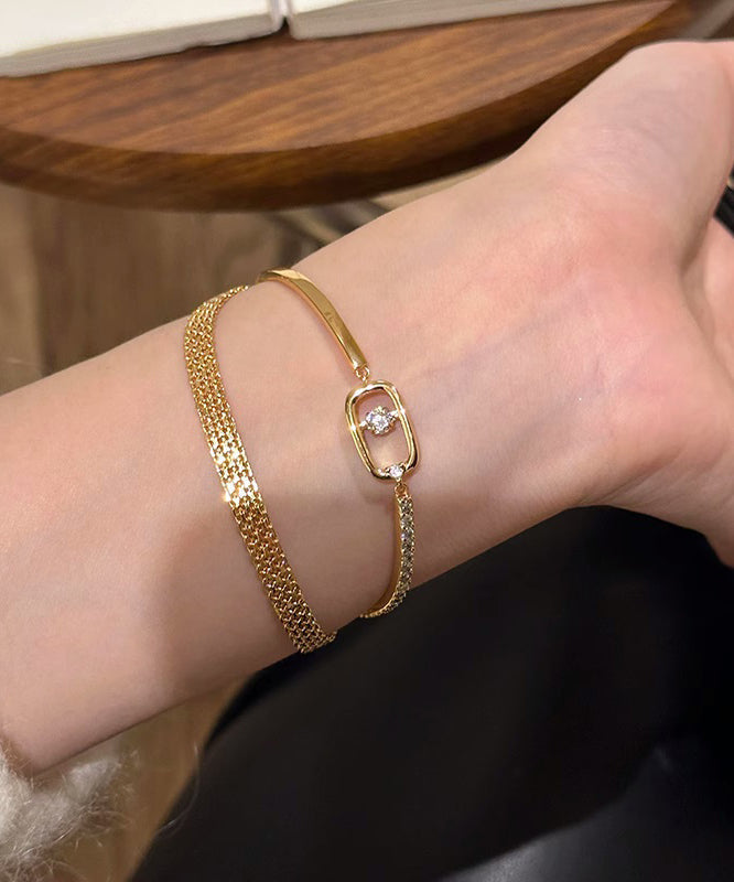 Vogue Stainless Steel Bracelet Two-Piece Zircon Chain Gold Set FashionChic