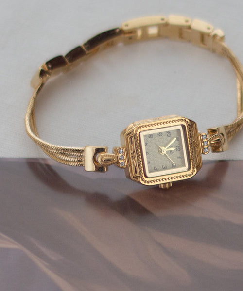 Stainless Steel Zircon Gold Vogue Square Chain Watches FashionChic