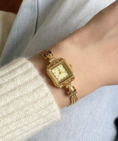 Stainless Steel Zircon Gold Vogue Square Chain Watches FashionChic