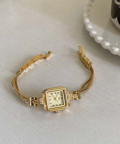 Stainless Steel Zircon Gold Vogue Square Chain Watches FashionChic