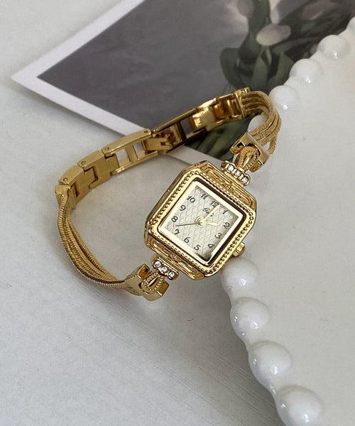 Stainless Steel Zircon Gold Vogue Square Chain Watches FashionChic