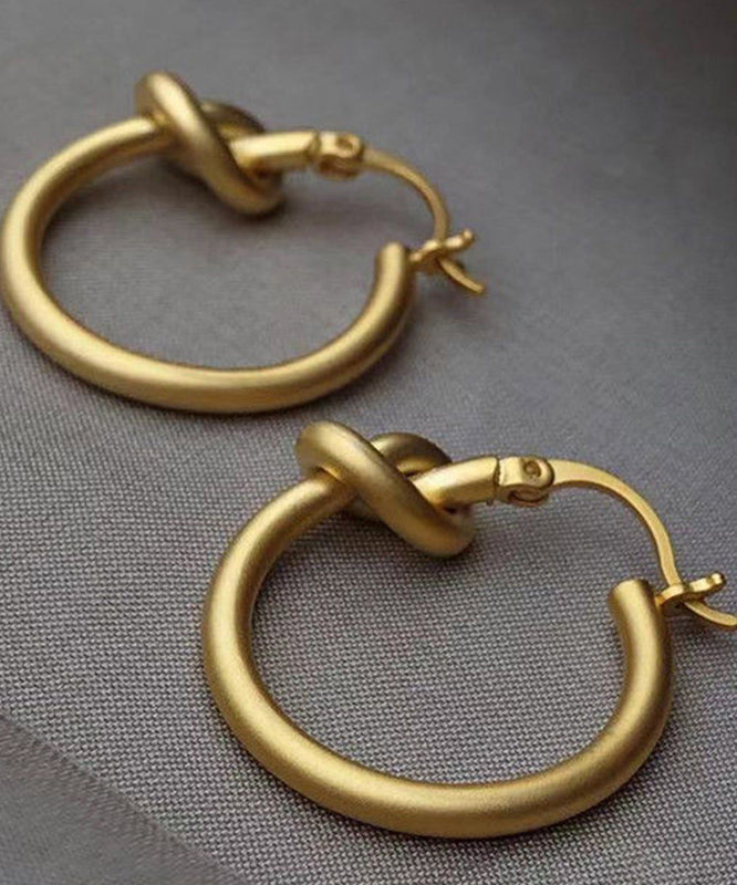 Vogue Gold Sterling Silver Overgild Dull Polish Circle Hoop Earrings QQ027 JEW-EAR240811