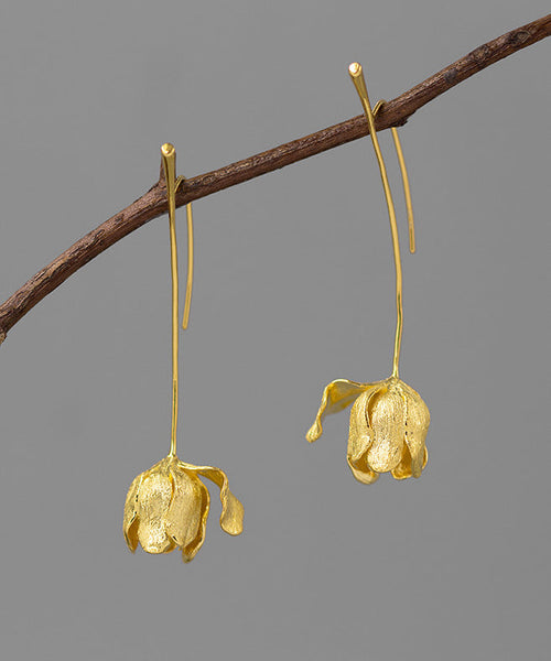 Vogue Gold Sterling Silver Overgild Floral Drop Earrings QQ042 JEW-EAR240811