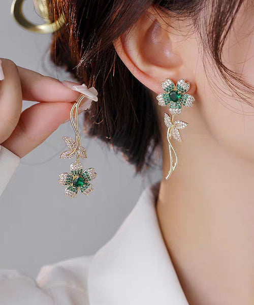 Stud Copper Pink Cherry Vogue Blossom Zircon Earrings FashionChic