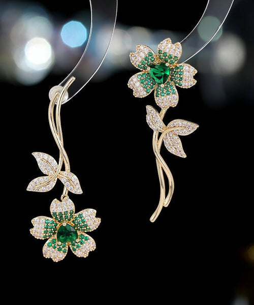 Stud Copper Pink Cherry Vogue Blossom Zircon Earrings FashionChic