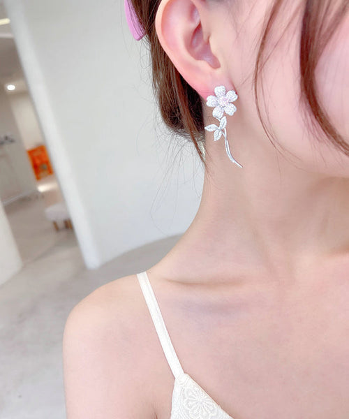 Stud Copper Pink Cherry Vogue Blossom Zircon Earrings FashionChic