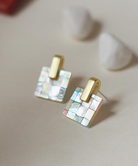 Stud Overgild Copper Rainbow Vogue Shell Earrings FashionChic