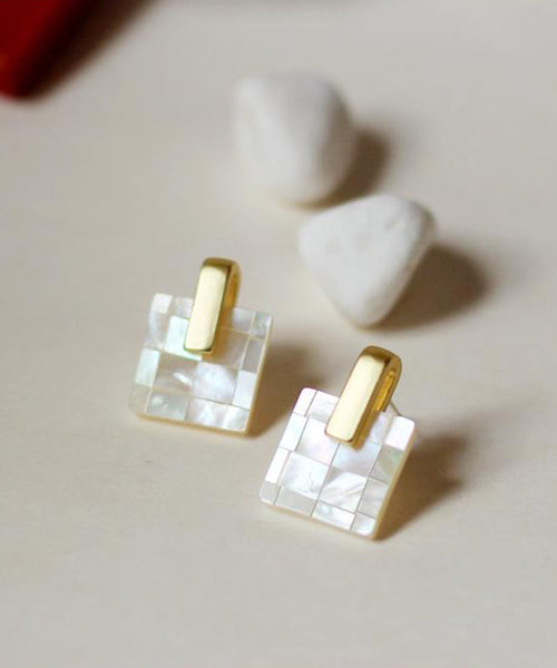 Stud Overgild Copper Rainbow Vogue Shell Earrings FashionChic