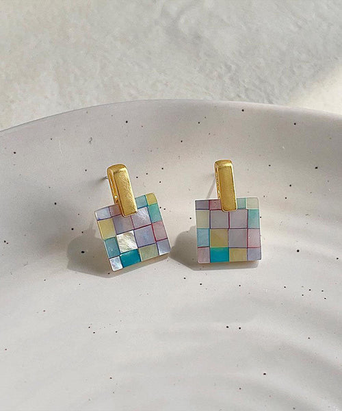 Stud Overgild Copper Rainbow Vogue Shell Earrings FashionChic