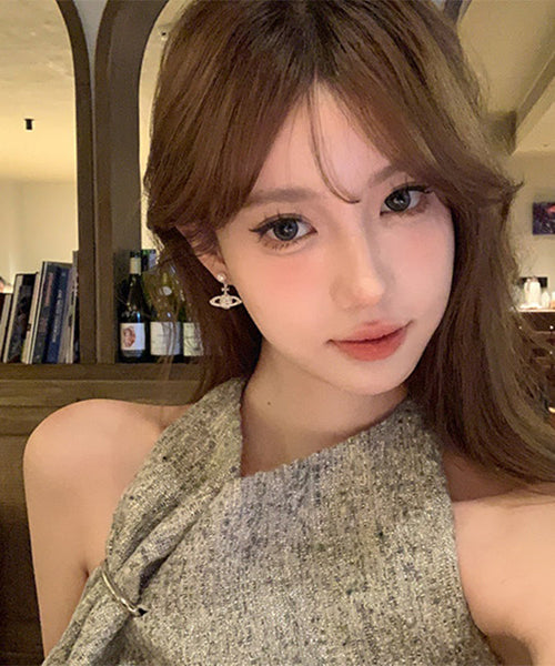 Vogue White Copper Zircon Pearl Planet Drop Earrings YX018 ABC