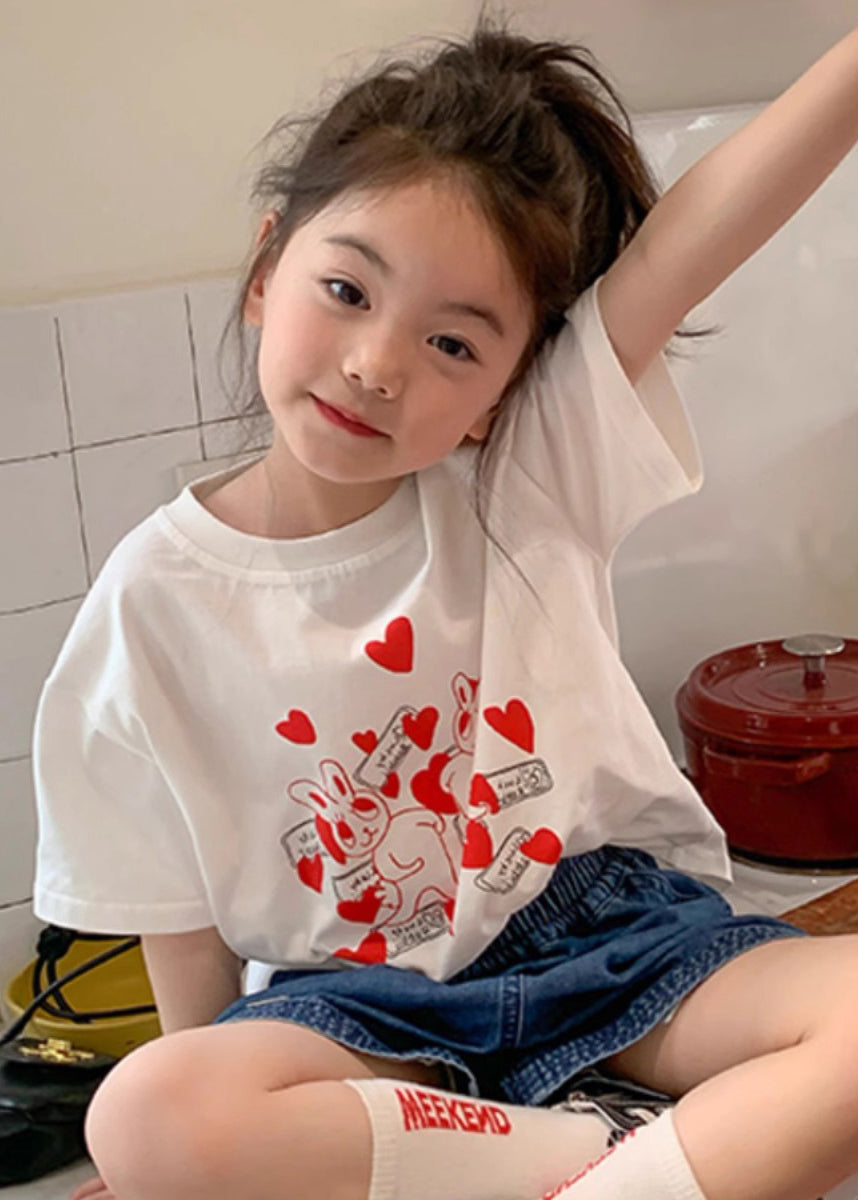 Vogue White Print Patchwork Kids T Shirt Short Sleeve YU1080 WS-RCTZ-STP240529