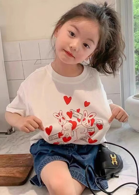 Vogue White Print Patchwork Kids T Shirt Short Sleeve YU1080 WS-RCTZ-STP240529