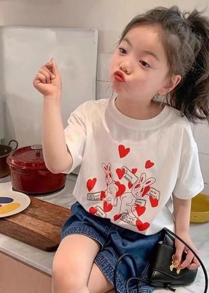 Vogue White Print Patchwork Kids T Shirt Short Sleeve YU1080 WS-RCTZ-STP240529