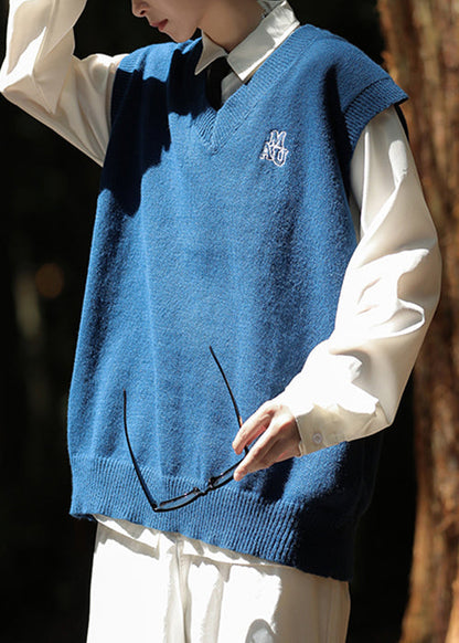 Warm Grey V Neck Solid Knit Men Pullover Waistcoat Sleeveless RJ037 ABC